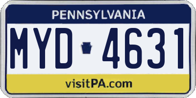 PA license plate MYD4631