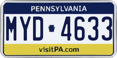 PA license plate MYD4633