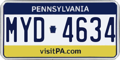 PA license plate MYD4634
