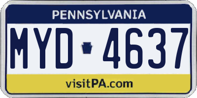 PA license plate MYD4637