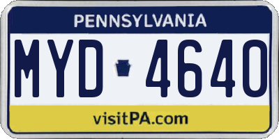 PA license plate MYD4640