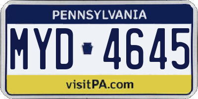 PA license plate MYD4645