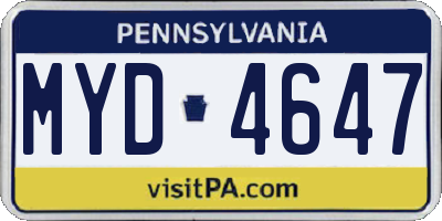 PA license plate MYD4647