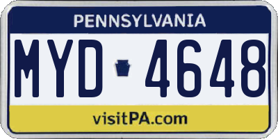 PA license plate MYD4648