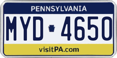 PA license plate MYD4650