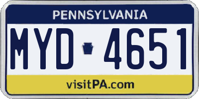 PA license plate MYD4651