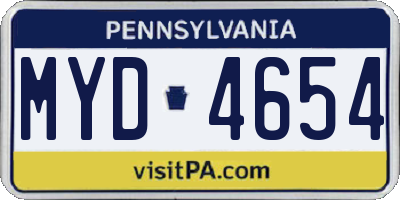 PA license plate MYD4654