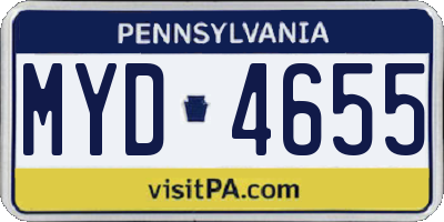 PA license plate MYD4655