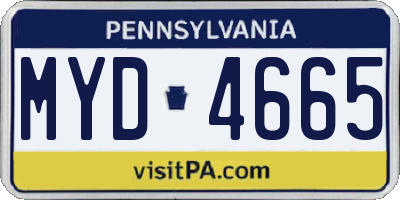 PA license plate MYD4665