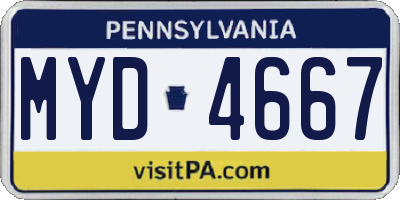 PA license plate MYD4667