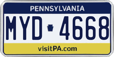 PA license plate MYD4668