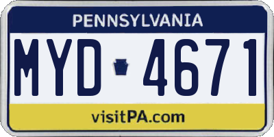 PA license plate MYD4671