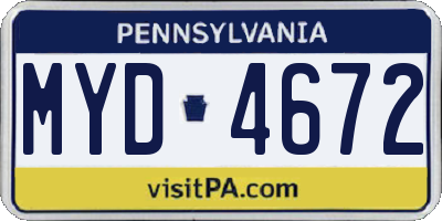 PA license plate MYD4672