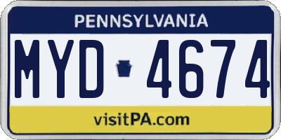 PA license plate MYD4674