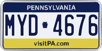 PA license plate MYD4676