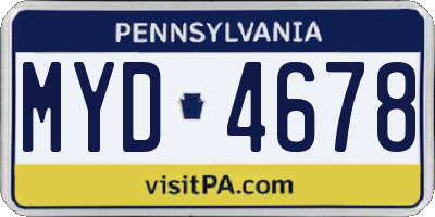 PA license plate MYD4678