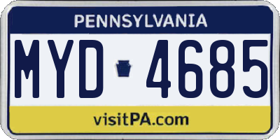 PA license plate MYD4685