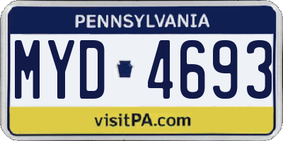 PA license plate MYD4693
