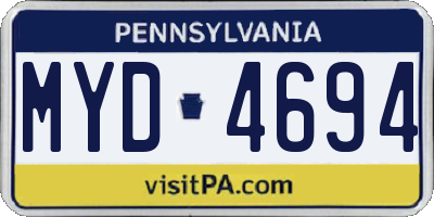 PA license plate MYD4694