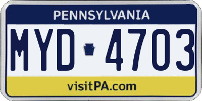 PA license plate MYD4703