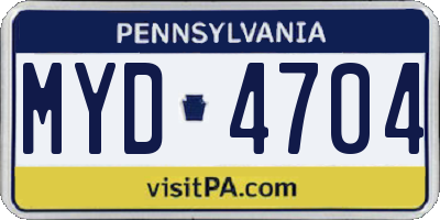 PA license plate MYD4704