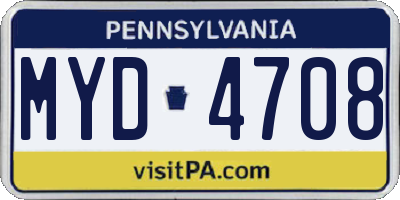 PA license plate MYD4708