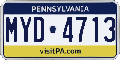 PA license plate MYD4713