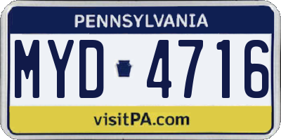 PA license plate MYD4716