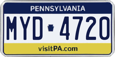 PA license plate MYD4720