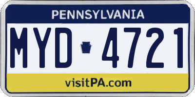 PA license plate MYD4721