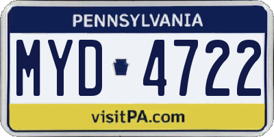 PA license plate MYD4722