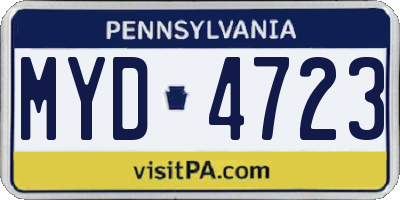 PA license plate MYD4723