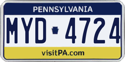 PA license plate MYD4724