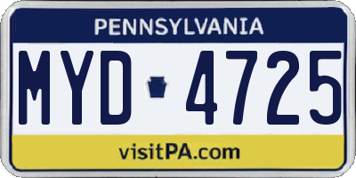 PA license plate MYD4725