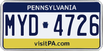 PA license plate MYD4726
