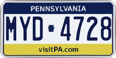 PA license plate MYD4728