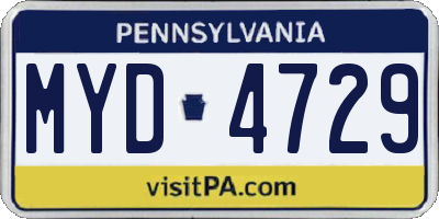 PA license plate MYD4729