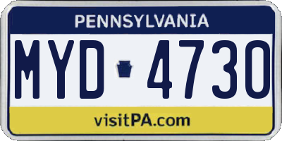 PA license plate MYD4730