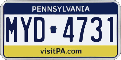 PA license plate MYD4731