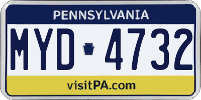 PA license plate MYD4732