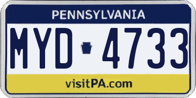 PA license plate MYD4733