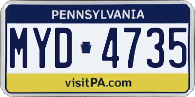 PA license plate MYD4735