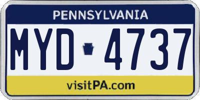 PA license plate MYD4737