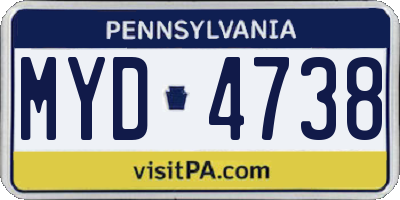 PA license plate MYD4738