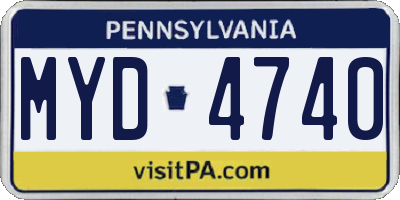PA license plate MYD4740
