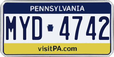 PA license plate MYD4742