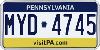 PA license plate MYD4745