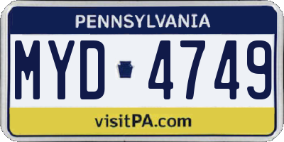 PA license plate MYD4749