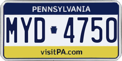 PA license plate MYD4750
