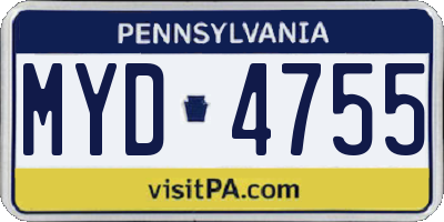 PA license plate MYD4755